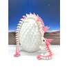 3D Printed Dragon with Dragon Egg, Articulated Mother and Child White and Pink Crystal Dragons, Fidget ADHD Autism Toy, Executive Desk Toy MCDD062WP-BD007WP-CRY
