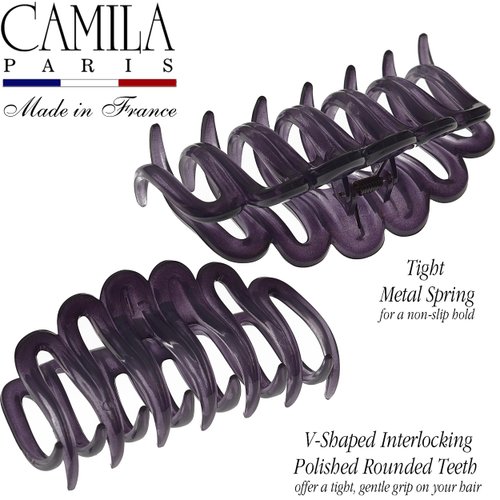 Camila Paris CP3563 French Small Hair Clips for Women Thick Hair for Long Curly Wavy Hair, Girls Hair Claw Clip, Durable Styling Big Claw Clip for Thick Hair, Strong Hold No Slip Grip, Made in France