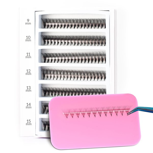 GLAMOREYELASH 1500 Ultra Mix 7 | Extensions 6D-8D-10D| Extension with 0.05/0.07mm Thickness of Mink Lashes| C D Curl | 9-15mm Length for Fluffy Eyelash Cluster(10D-0.05-C,Mix 9-10-11-12-13-14-15mm)