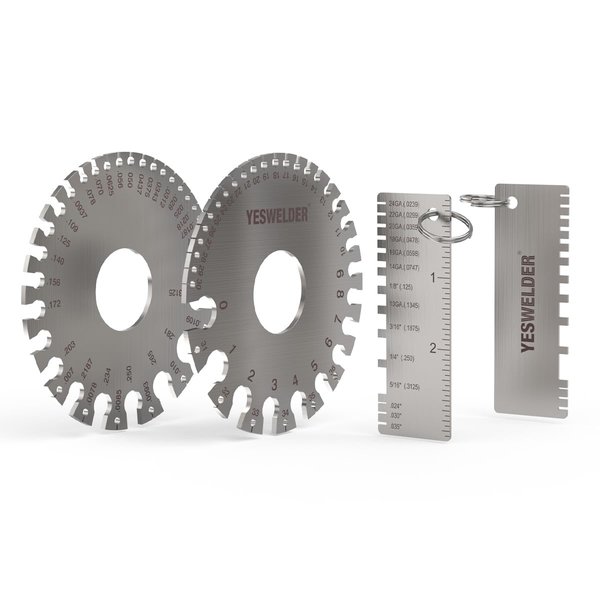 YESWELDER Round Dual Sided Metal Sheet Guage & Metal Sheet Thickness Gauge 2pcs Stainless Steel Wire Welding Gauge 2-Packs