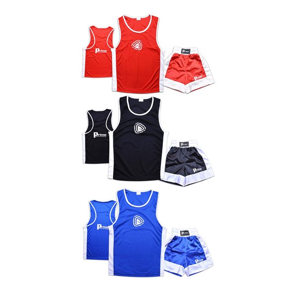 Prime Sports Kids Boxing Uniform Set Top & Shorts 2 Pcs Top and shorts Boxing Clothes for Kids Boys/Girls Satin Fabric For 03 to 14 Years (5-6 Years, Red)