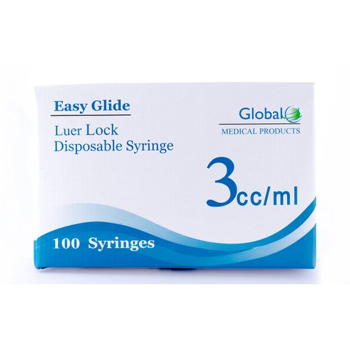 (Qty 200) EASY GLIDE 3cc Luer Lock Syringe (No Needle)