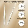 Lash Applicator Tool Eyelash Clusters Tweezers For False Lashes Curved DIY Eyelash Applicator Tweezers Stainless Steel Cluster Lash Applicator Curved Lash Clamper For Application and Removal