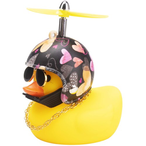 wonuu Rubber Duck Car Decorations Cute Yellow Duck Car Dashboard Ornaments with Propeller (Love)