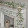 Fudios Lighted Olive Garland Battery Operated with Timer 96 LED Fairy Lights 6ft, Mantle Fireplace Vine Garland with Lights for Decoration Inside Outside Christmas Valentines Wedding