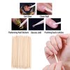 100 Pcs Orange Sticks for Nails Double Sided Multi Functional Wooden Cuticle Pusher Stick, 6 Pcs 100/180 Grit Nail Files and 6 Pcs Buffer Block