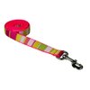 Small Neon Pink/Multi Stripe Dog Leash: 3/4" wide, 4ft length - Made in USA.