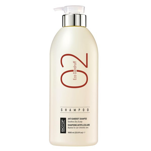 Biotop Professional 02 Eco Dandruff Shampoo - Dry Scalp Treatment & Hydrating Shampoo with Pro Vitamin B5, Zinc Pyrithione & Chamomile - Reduces Irritation and Prevents Future Dandruff (33.8oz)