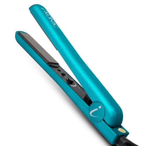 iKonic Ceramic Hair Straightener, Infrared Flat Iron, 1.25 Inch Floating Plates, Anti Static and Frizz Free Curling Iron, All Hair Types - Blue