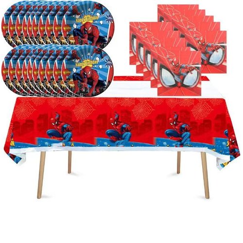 41 pcs Themed Party Supplies, 20 Plates, 20 Napkins and 1 Tablecloth, Birthday Party Decorations for Boys and Girls