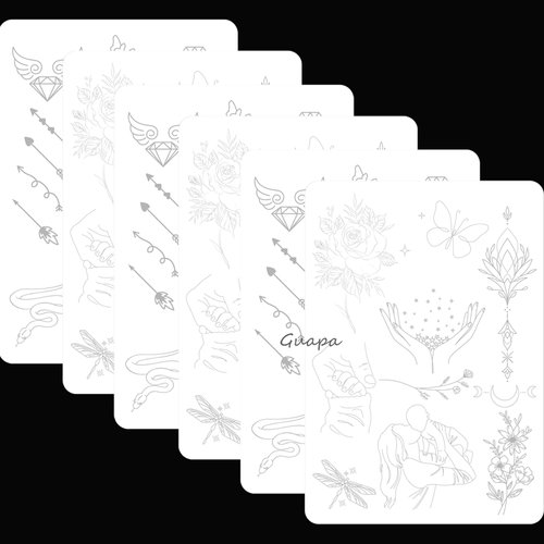 1pc Soft Silicone White Tiny Tattoo Practice Skin Pre-Printed Double Sides Designs Training Pads Tattoo Fake Skin Practice Skin for Tattooing (1pc)