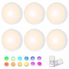 Puck Lights, 16 Colors Changeable LED Puck lightings Battery Powered dimmable Under Cabinet Lights Wireless Under Counter Lights Mini Night Light, with 2 Remote Controls & Timing Function