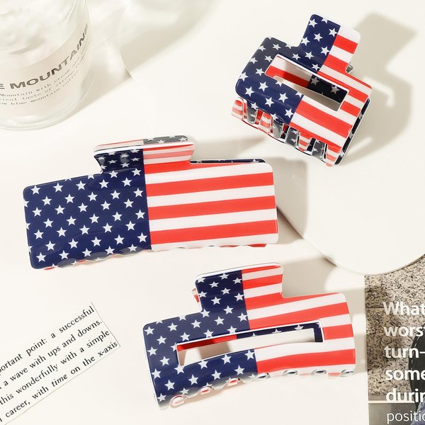 Vovii Red White Blue Hair Claw Clips, Patriotic American Flag Accessories for 4th of July Independence Day Outfits
