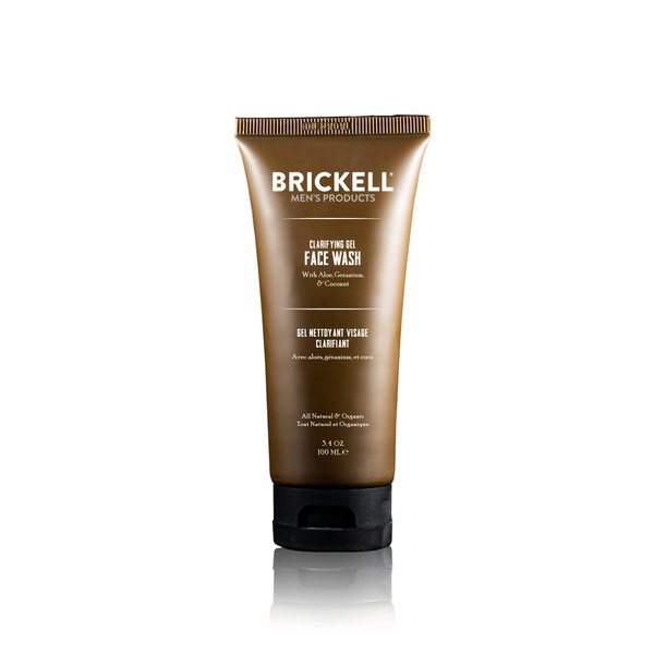 Brickell Men's Clarifying Gel Face Wash for Men, Natural and Organic Rich Foaming Daily Facial Cleanser Formulated With Geranium, Coconut and Aloe (3.4 Ounce)