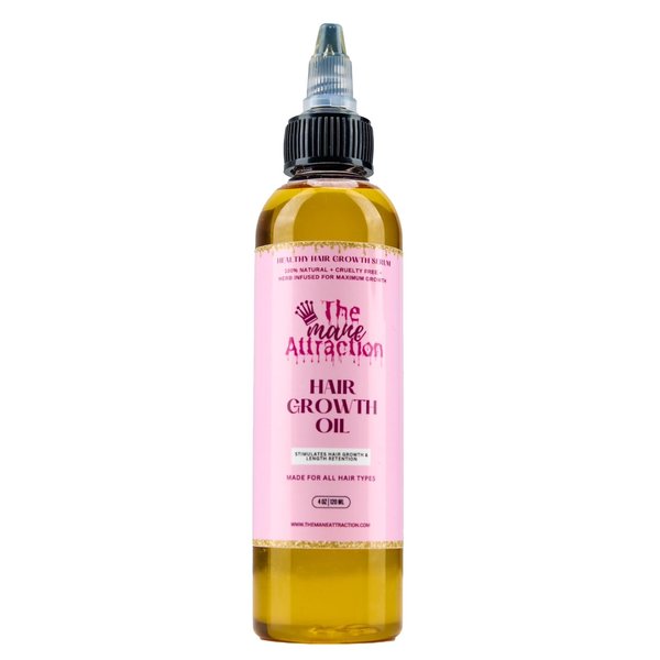 The Mane Attraction Hair Oil for All Hair Types, Infused with Rosemary Oil, Castor Oil & Black Seed Oil - Stimulating Hair Growth, Seals in Moisture, Soothes Irritated Scalp - 4 Fl Oz