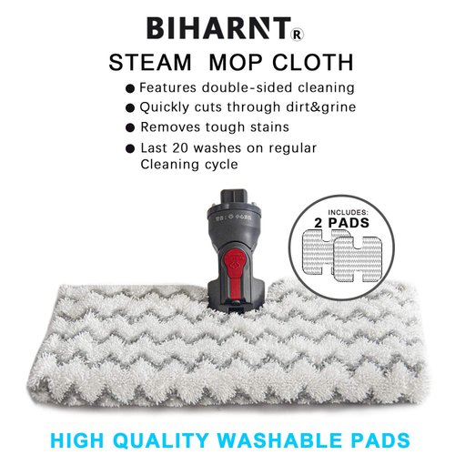 BIHARNT 2 Pack Replacement Steaming Mop Pads for Shark Lift-Away & Genius Steam Mop S3973 S5004Q S3973D S5001 S5002 S5003 S5003D S6001 S6002 S6003 Part # XTP184 & P184WQ