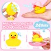 Sotiff Mini Rubber Ducks Bulk for Kids Children Cute Yellow Duck Toy for Dashboard of Car Bathtub Ornaments with Sunglasses Swim Ring Mini Hat Necklace and for Baby Shower(24 Sets,Sweet)