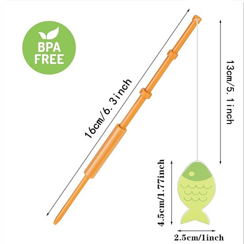 OBUY 12 Pieces Mini Fish Pole Decoration Little Fisherman Fishing Pole Picks Party Supplies Mini Fish Pole Cupcake toppers for Birthday Party Tropical Party Drink picks