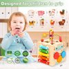 Wooden Activity Cube with Map Farm Game and Mystery Box for Kids, Montessori Toys for 1+ Year Old Toddlers, One Year Old First Birthday Gift, Educational Toys for 12+ Months Baby Boys Girls