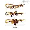 Parcelona French Twist n Clip Flower, Bow and Chain Savana Celluloid Acetate Set of 3 Metal Free Hair Clip Barrettes