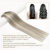 Clip in Hair Extensions Real Human Hair Ash Brown Highlights Platinum Blonde Remy Brazilian Clip on Human Hair for Women Invisible Double Weft 14 Inch Natural Silky Straight Clip ins Hair 60G 5 PCS