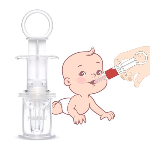 haakaa Baby Oral Feeding Syringe, Pacifier Liquid Medicine Dispenser with Oral Syringe, Infant Baby Oral Syringe & Dispenser, Newborn Baby Syringe Feeder, 1 Count (Pack of 1)