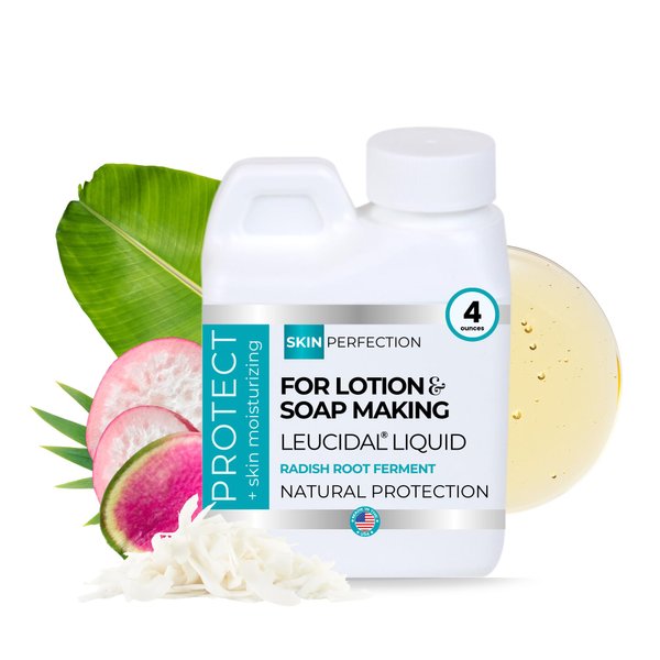 Skin Perfection Leucidal Liquid - Natural Radish Root Preservative for Lotion Making Alternative with Vitamin C Serum & Hyaluronic Acid Body Lotion Water-Soluble DIY Skincare Serums Creams 4oz