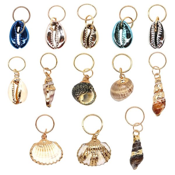 EXCEART Dreadlock Accessories 13pcs Hair Braid Rings Shell Headpiece Hair Clips Pendant Ocean Conch Seashell Enamel Charms Pendants for Diy Jewelry Making Hair Jewelry Accessories