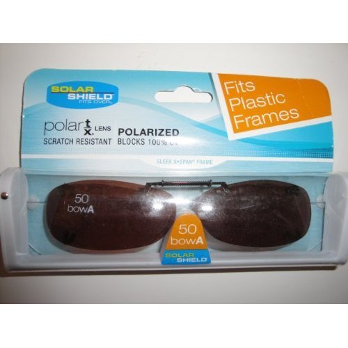 Solar Shield Polarized Clip on Sunglasses size 50 Bow A Amber Driving Lens