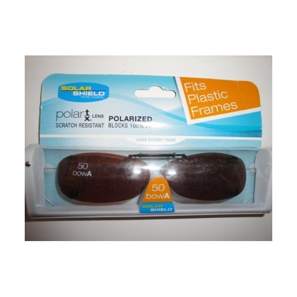 Solar Shield Polarized Clip on Sunglasses size 50 Bow A Amber Driving Lens