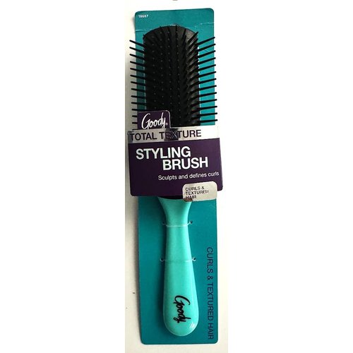 Goody Total Texture Detangler Brush, Hair Brush with Firm Bristles, Smoothens Frizz, Ergonomic Design, Use as a Detangling Brush or Styling Brush for Textured Hair, Vibrant Turquoise