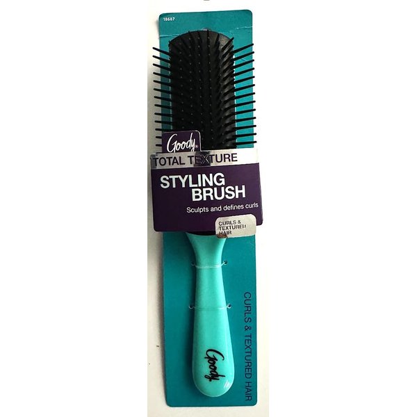 Goody Total Texture Detangler Brush, Hair Brush with Firm Bristles, Smoothens Frizz, Ergonomic Design, Use as a Detangling Brush or Styling Brush for Textured Hair, Vibrant Turquoise