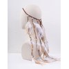Jumwrit Bohemian Feather Headband Indian Gypsy Headpiece with White and Brown Feather Tassel Adjustable Braided Rope Beaded Hairband Hippie Accessories for Women and Girls