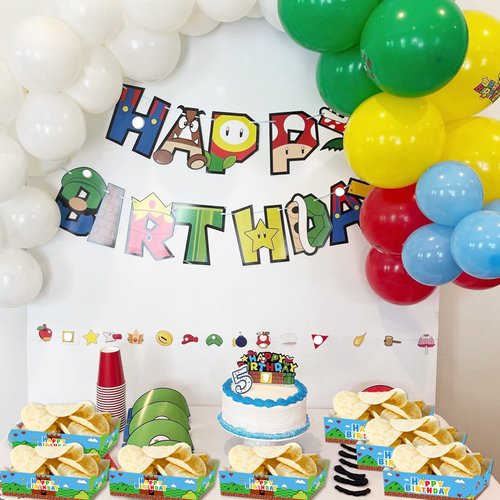 24pcs Super Brother Paper Food Trays Super Bros Birthday Party Supplies Disposable Paper Snack Bowl for Video Games Theme Birthday Decoration