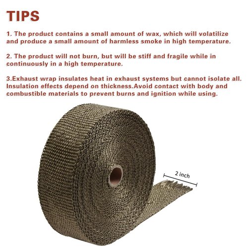 LEDAUT 2" x 50' Titanium Exhaust Heat Wrap Roll for Motorcycle Fiberglass Heat Shield Tape with Stainless Ties