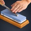Angerstone Premium Knife Sharpening Stone–1000/6000 Grit Whetstone, Professional whetstone Sharpener stone with Slip-Resistant Silicone Base|Best wet stone|Nonslip Bamboo Base & Angle Guide