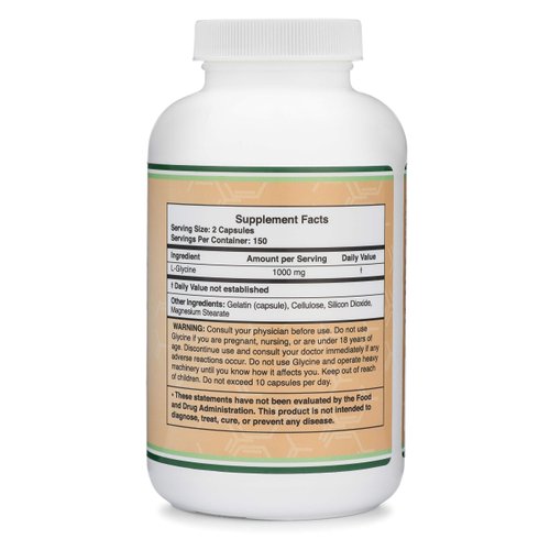 Glycine Supplement - 1,000mg Glycine Powder per Serving (300 Capsules) The Relaxing Amino Acid (Glicina) (Third Party Tested, Gluten Free, Non-GMO) by Double Wood