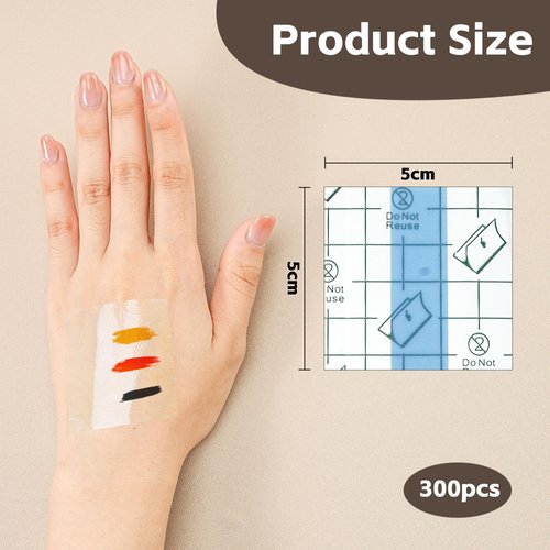 300 Pieces Makeup Hand Palette Single Use Makeup Mixing Palette, Transparent Waterproof Makeup Palettes Cosmetic Makeup Palette, Adhesive Artist Cosmetic Makeup Palette for Makeup Artist (transparent)