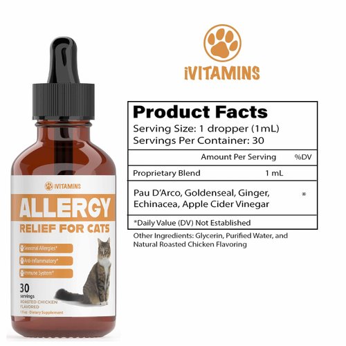 Allergy Relief for Cats | Helps to Naturally Support Allergy & Itch Relief for Cats | Cat Allergy | Cat Itch Relief | Cat Itchy Skin Relief | Cat Allergy Relief for Cats | Cat Supplements & Vitamins
