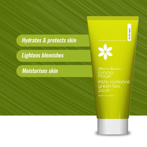 Aroma Magic Radiance Green Tea Face Pack | 3.53 Oz (100g) | Anti Aging Facial Mask for Fine Lines | Hydrating Skincare for Natural Glow