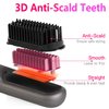 Cordless Hair Straightener Brush with LED Temperature Display,Portable Negative Ion Straightening Brush for Travel,Hot Hair Straightener Comb for Women 12 Heating Levels Anti-Scald 30S