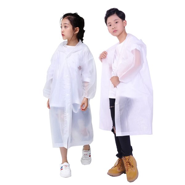 HLKZONE Rain Ponchos for Kids, [2 Pack] EVA Kids Rain Jacket Reusable Rain Coat with Hood for Kids Boys Girls 6-12 Years Old