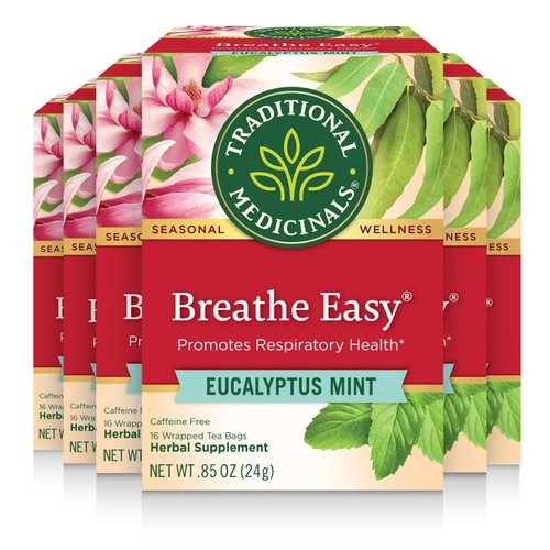 Traditional Medicinals Tea, Organic Breathe Easy, Promotes Respiratory Health, 96 Tea Bags (6 Pack)