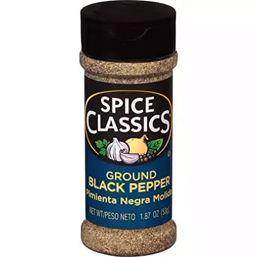 Spice Classics Ground Black Pepper, 1.87 Ounce, Plastic Shaker
