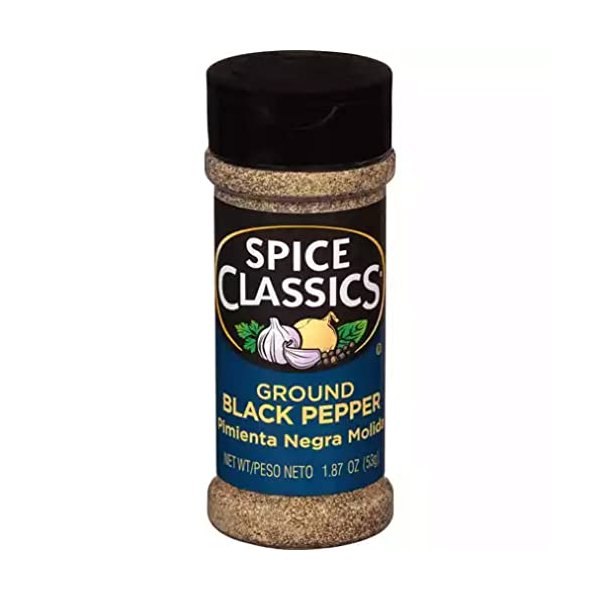 Spice Classics Ground Black Pepper, 1.87 Ounce, Plastic Shaker