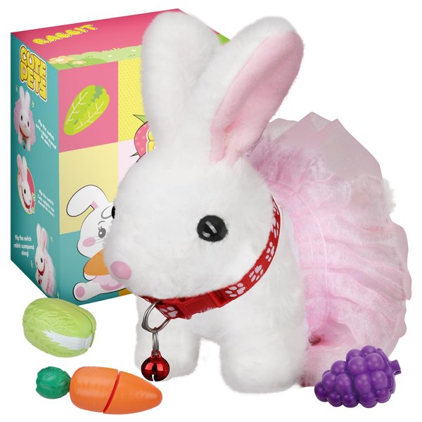 Walking Bunny Toys for Kids, bunny stuffed animal Interactive Electronic Toys, Swinging Ears, Twitching Mouth and Nose, Easter Christmas and Birthday Gift, Suitable for Toddlers 3, 4, 5, 6, 7Years Old