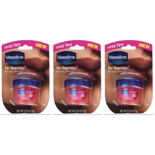 Vaseline Lip Therapy, Rosy Lips, 0.25 Oz Travel Size (Pack of 3)