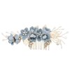 Micro Traders Hair Comb, Wedding Bridal Hair Clip, Rhinestone Pearl Floral Headpiece, Hair Accessories for Bridesmaid, Blue