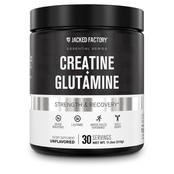 Creatine + Glutamine - Creatine Supplement with L-Glutamine for Muscle Recovery, Muscle Growth, Increased Strength, Enhanced Energy Output, and Gut Health - 30 Servings, Unflavored
