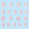 Short Press on Nails Square Fake Nails Pink Gradient False Nails with Ombre Design Stick on Nails White Tip Artificial Nails Full Cover Glue on Nails for Women Girls Manicure Set 24Pcs
